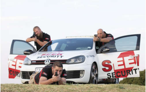 Seek Security armed reaction officers deployed alongside a marked response vehicle
